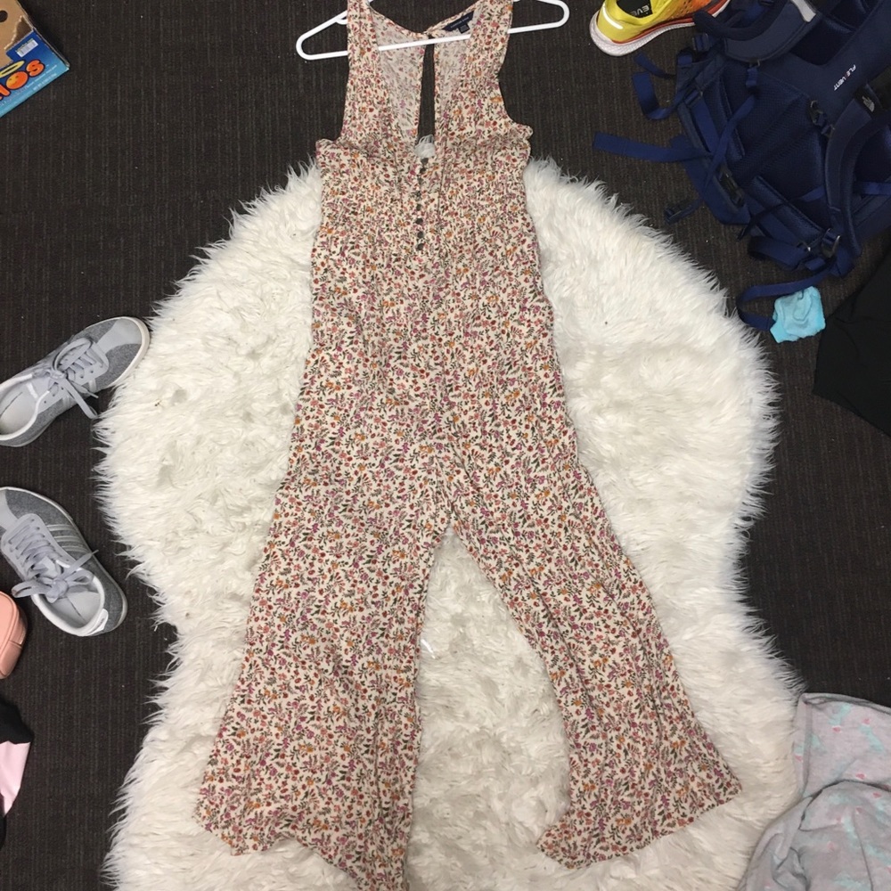 American Eagle Sleeveless Floral Jumpsuit